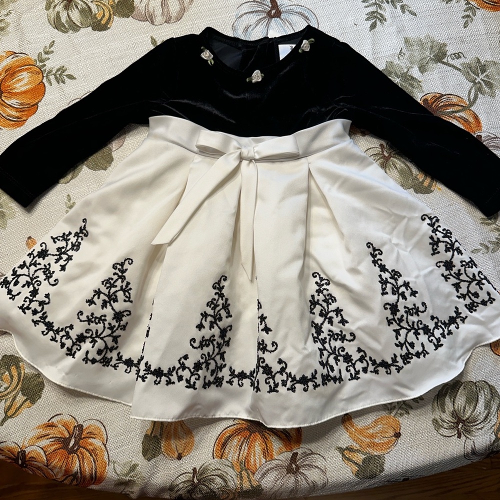🖤🤍 Rare Edition Twirl Dress Black Velvet + White Satin 🤍🖤